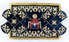 Chalice covers set dark  blue cotton velvet, gold embroidery picture