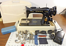 SUPERB 1935 SINGER 15-91 Gear Drive Sewing Machine w/Case, Extras - SERVICED picture