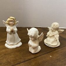 Praying Angel Girl Figurines Bisque Porcelain 1996 Golden Blessing 3” Lot of 3 picture