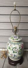 Vintage Asian Floral Green Leaves Ceramic Ginger Jar Table Lamp-RARE FIND picture