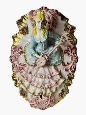 Capodimonte Juliet Princess Large Wall Piece Porcelain Pink Gold 22 1/2” X 15” picture