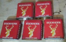Empty 5 Buckhorn Cigarette Tin Case Pocket Litho Tobacco Can 1950s Buck Deer picture