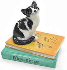 ➸ NORTHERN ROSE Miniature Figurine Black and White Cat Mewsings picture
