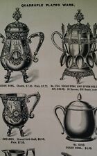Sugar Bowl Spoon Holder Tableware 1881 Catalog Page Clapp Chicago Rare VHTF Etch picture