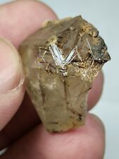 Rare Sagenite var Rutile included Quartz thumbnail crystal from Pak. 