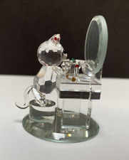 Crystal World Kitty Cat Crystal Figurine Mirror Vanity Mirrored Base Rare picture