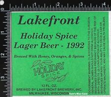 Lakefront Holiday Spice Lager Beer 1992 Label - WISCONSIN picture