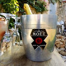 Vintage Moet & Chandon Champagne Metal Ice Bucket with Ringed Handles picture