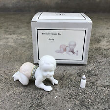 PHB Porcelain Hinged Box Baby Girl Crawling w/Bottle Trinket Midwest 328354 picture