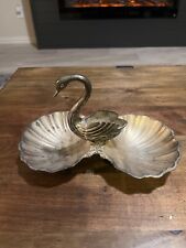 VTG Silverplate Swan & Double Shell Divided Candy/Nut Dish picture