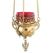 Hanging 3 Chain Brass Vigil Lamp Byzantine Style Orthodox Church Kandili Lampada picture