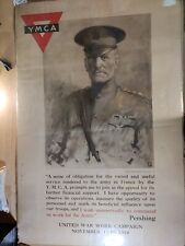 1918 YMCA United War Work Campaign Poster General John S. Pershing WWI Original picture