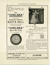 1911 CHELSEA CLOCK CO. Automatic Striking Ship's Bell Clock Vintage Print Ad picture