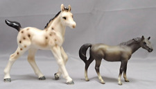 Vintage Japan Porcelain Ceramic Horse  White With Black spots & black horse picture