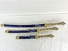 3pc Japanese Samurai Dragon Carved Resin Handle Sword - Katana, Tanto, Wakizashi picture