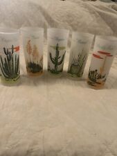 5 VTG BLAKELY OIL GAS AZ CACTUS COLLECTABLE TUMBLERS GLASSES FROSTED TOM COLLINS picture