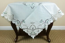 Grant Linen Polyester Fabric Color Embroidery Cutwork  Tablecloth Topper  picture