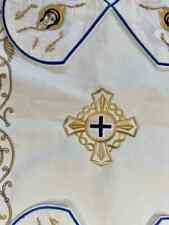 Chalice covers set, White blue, FULLY embroidered, dupioni silk picture
