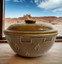 1930s Monmouth Western Navajo Covered Dish Diamond Pattern Stoneware Pottery VTG picture