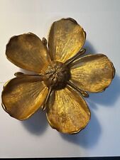 Gold Plated Vintage Flower Floral Shaped Metal Ashtray picture