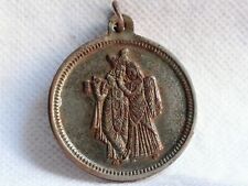 OLD VINTAGE RICH PATINA HINDU RELIGIOUS GOD HARE KRISHNA ENGRAVED PENDENT picture