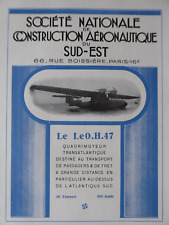 9/1937 PUB SNCASE LIORE OLIVIER LéO H.47 ORIGINAL SOUTH ATLANTIC HYDRAVION AD picture