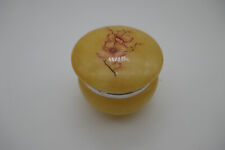 Genuine Alabaster w Floral Motif Hand Carved Round Trinket Box Made in Italy picture