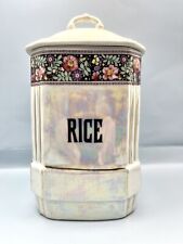Vintage Luster Ware Czechoslovakian Porcelain Rice Canister w/ Lid picture