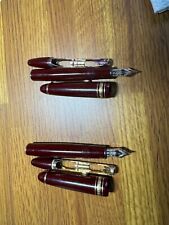 2 Beautiful Montblanc Meisterstuck 4810 Rare Burgundy Fountain Pens 14k Gold picture