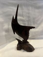 Ironwood Swordfish Hand Carved Wooden Marlin Sailfish 7” Fish Statue picture