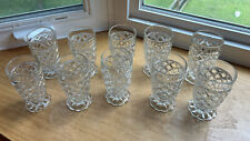 Anchor Hocking Waterford 10 Tumblers Footed Clear Waffle Glass 5 1/4” Depression picture