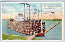 1914 STEAMBOAT COTTON BALES MISSISSIPPI RIVER NEW ORLEANS LA POSTCARD picture