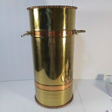 Vtg Copper/Brass Umbrella Stand Cane Holder With Handle's 18” X 9” picture