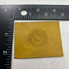 VTG c 1910s UNKNOWN LATIN SEAL w/ HAND GESTURE SYMBOL Tobacco Leather Patch 39RI picture