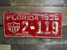 VINTAGE 1936 FLORIDA TAG ARMY LICENSE PLATE #2-119 picture