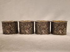 Silver Plated Napkin Rings w Cherubs & Scroll Work Holiday Imports Set of 4 picture