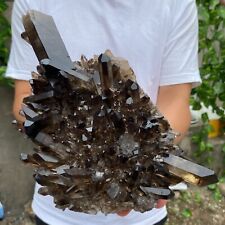 5.5lb Large Natural Black Smoky Quartz Crystal Cluster Rough Mineral Specimen picture