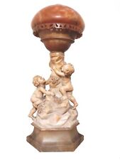 ANTIQUE MONUMENTAL ITALIAN ALABASTER FIGURAL LAMP SCULPTURE CHILD CHERUB BY CONT picture