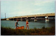 Vtg Greetings from Fenwick Island Delaware DE Bridge Chrome View Postcard picture