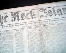 Rare Arsenal ROCK ISLAND Illinois Pre Civil War Volume 1 1855 Original Newspaper picture