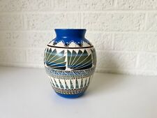 Vintage Navajo Diné Terra Cotta Vase | Signed C King | Blue Green picture