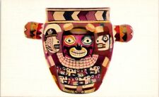 Vintage Linen Native American Postcard Ornate Pottery Vessel Nasca Peru picture