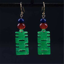 New  Green jadeite  lapis lazuli Earrings Dangle Ms gift Lucky CARNIVAL picture