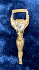 Vtg Solid Brass Woman Bottle Opener Signed Cored Forgings National Norwalk Conn picture