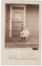 VINTAGE RPPC REAL PHOTO POSTCARD LITTLE BOY BILLY BELL ON PORCH c1906 090921 Q picture