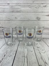 4 Fosters Pint Beer Glass 5.75 Tall 16 Ounce Gold Blue  picture