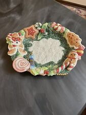 NIB VTG 1996 FITZ AND FLOYD CHRISTMAS SUGARPLUM GINGERBREAD CANAPE PLATE TRAY picture