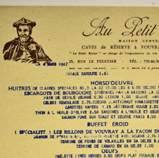 Vintage 1967 Au Petit Riche Restaurant Menu 25 Rue Le Peletier Paris France picture