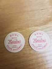 2 Vintage Borden's Route Salesman Tokens / Bottle Cap To Bowl 