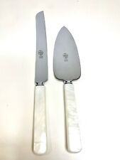 Prill Knife Cake Server Set Sheffield England Pearl White Handles Stainless picture